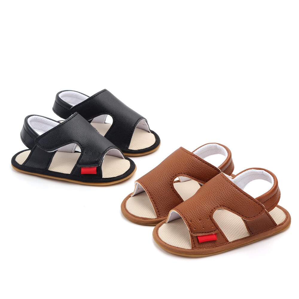 Boys Brown Black White Leather Sandals For Newborn To 18 Month Sizes