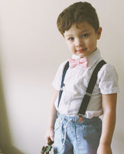 Blush Bow Tie Navy Suspenders - Boys To Adult Sizes