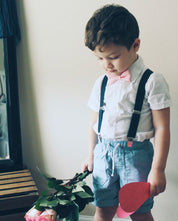 Blush Bow Tie Navy Suspenders - Boys To Adult Sizes