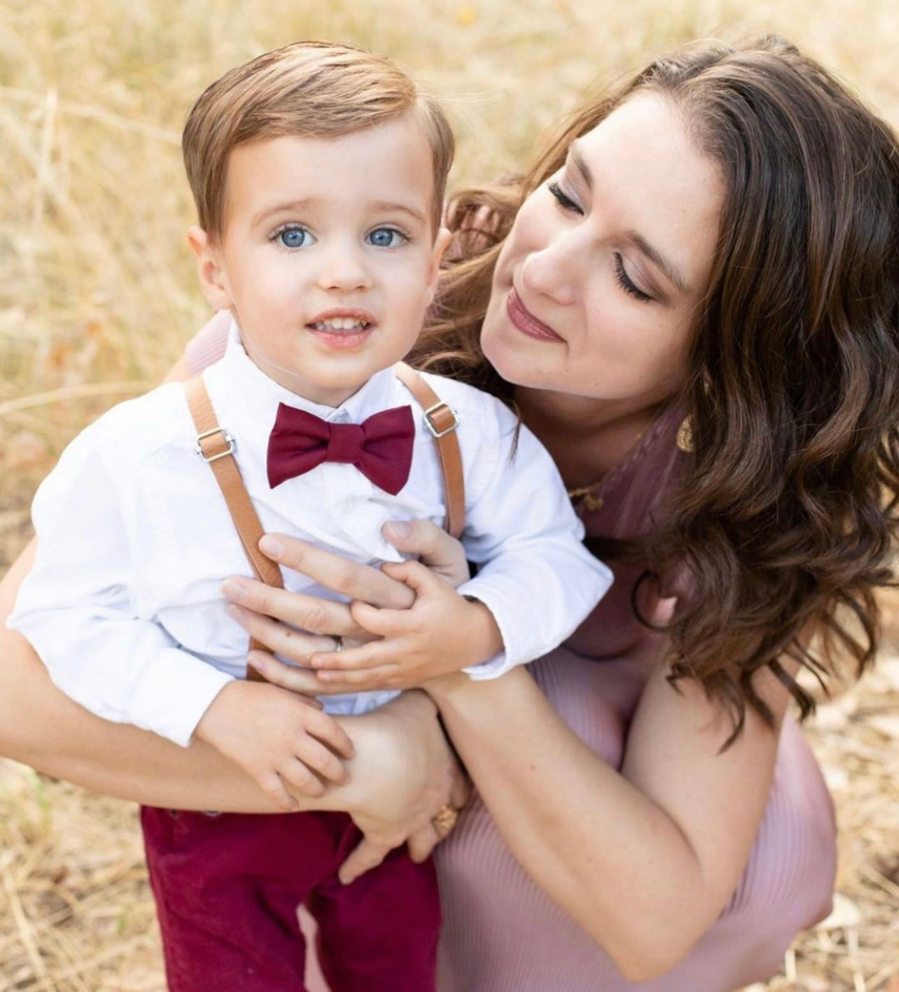 bow tie and suspenders burgundy