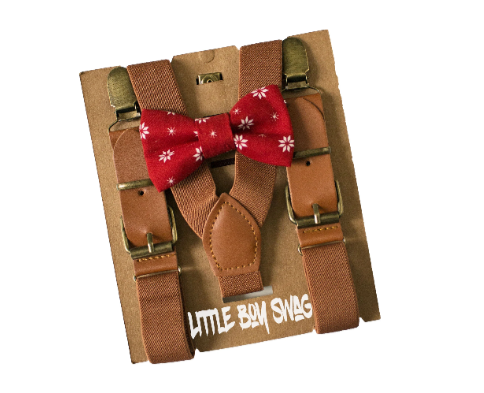 RedSnowflakeBowTieBrownLeatherBuckleSuspenders.png