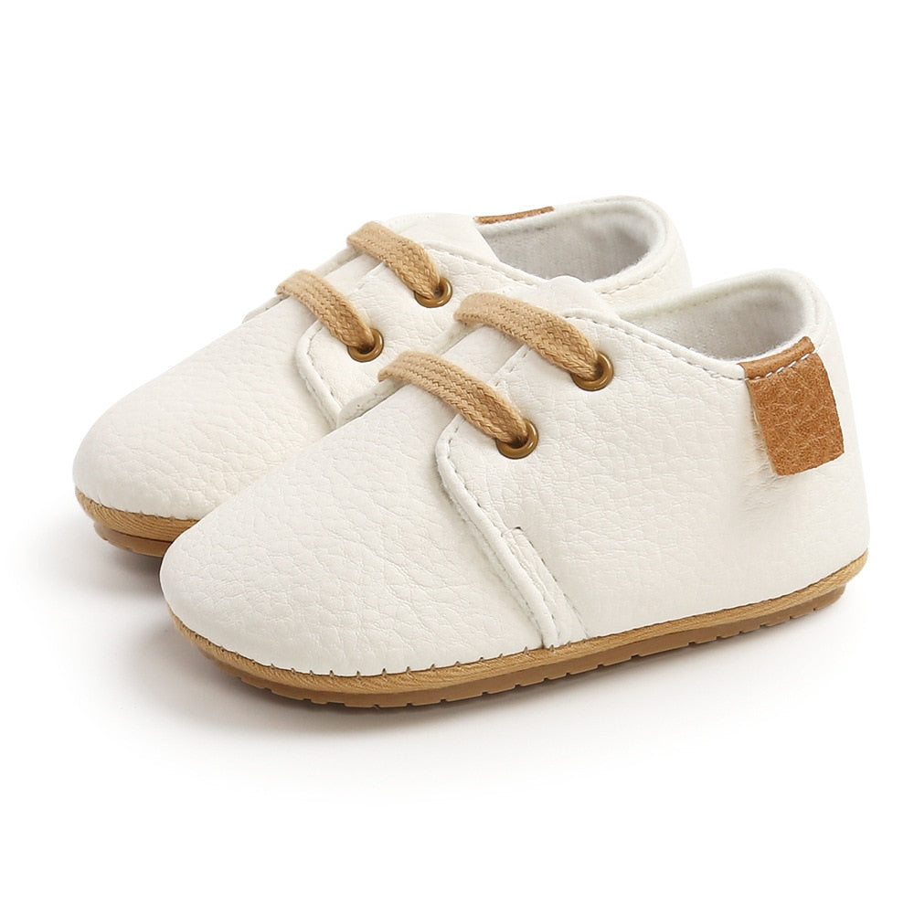 Baby Boy Retro Leather Moccasins For Toddler To 18 Months Old