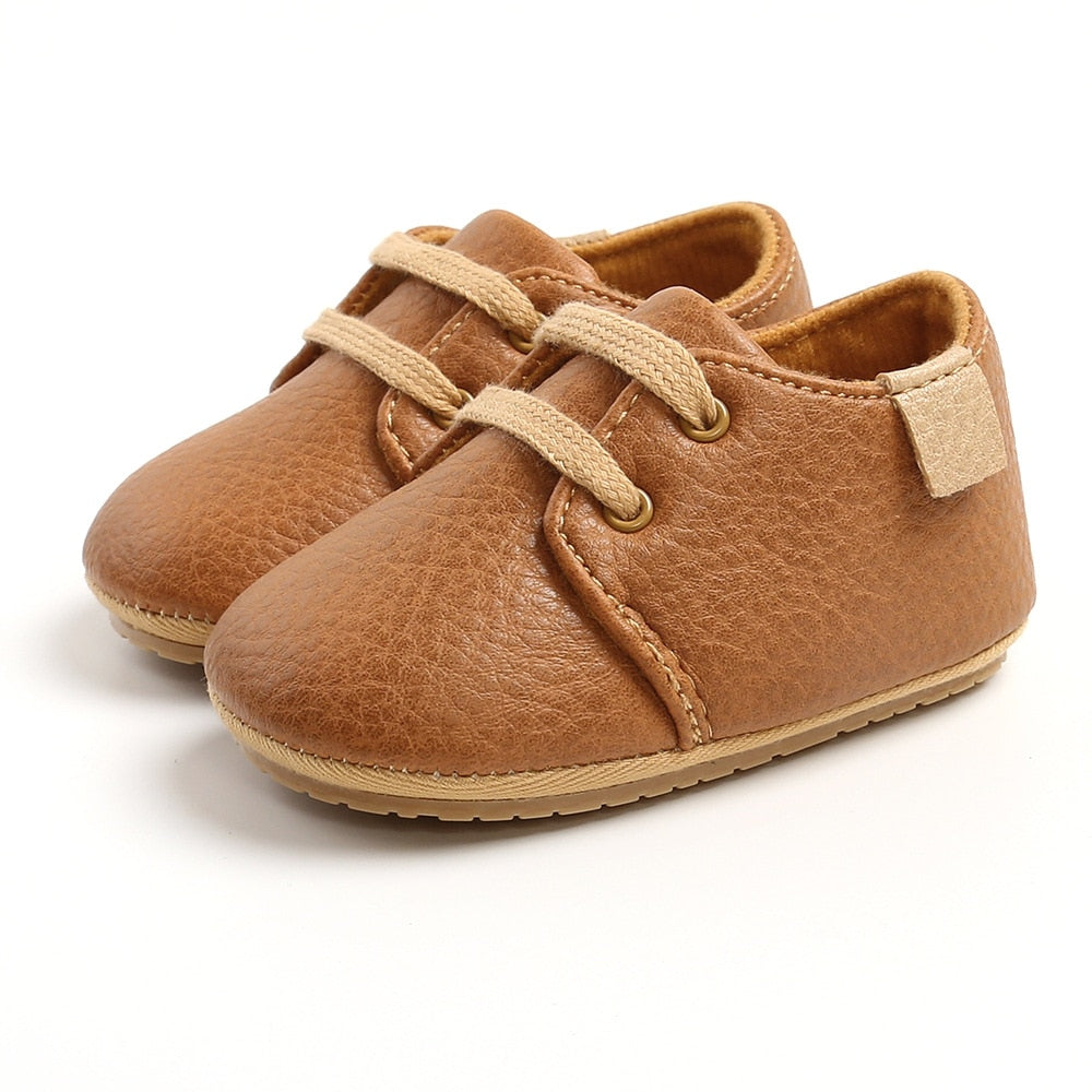 Baby Boy Retro Leather Moccasins For Toddler To 18 Months Old