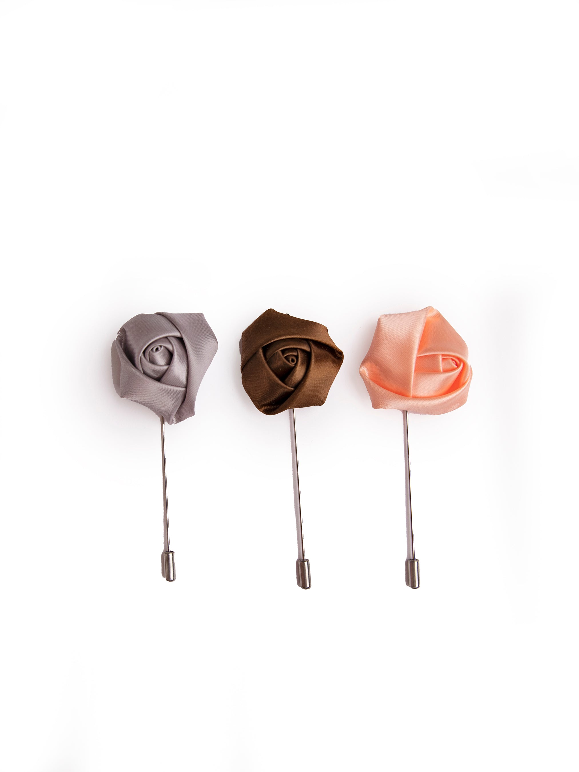 Grey Brown Pink Lapel Boutonnieres - Men's Suits