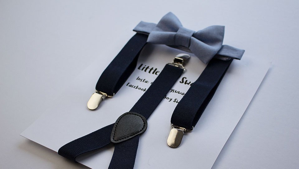 Navy Suspenders Dusty Blue Bow Tie Boys To Men Sizes