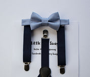 Navy Suspenders Dusty Blue Bow Tie Boys To Men Sizes