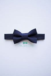 Navy Bow Tie Dark Brown Leather Suspenders Set - Newborn To Adult Sizes