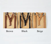Brown Leather Suspenders - Newborn To Adult Sizes