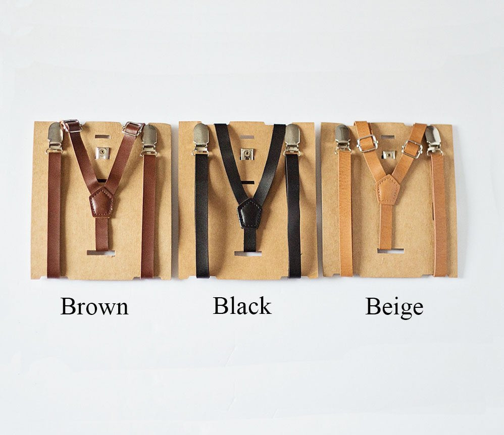 Brown Leather Suspenders - Newborn To Adult Sizes