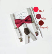 Marsala Bow Tie Grey Suspenders - Boys To Adult Sizes