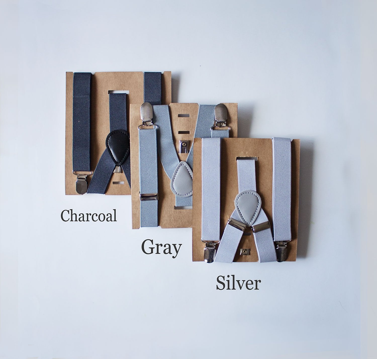 Gold Bow Tie Grey Suspenders Set - Toddler To Adult Sizes