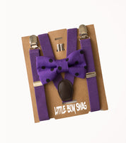 Purple Polka Dot Bow Tie Suspenders Set - Toddler To Adult Sizes