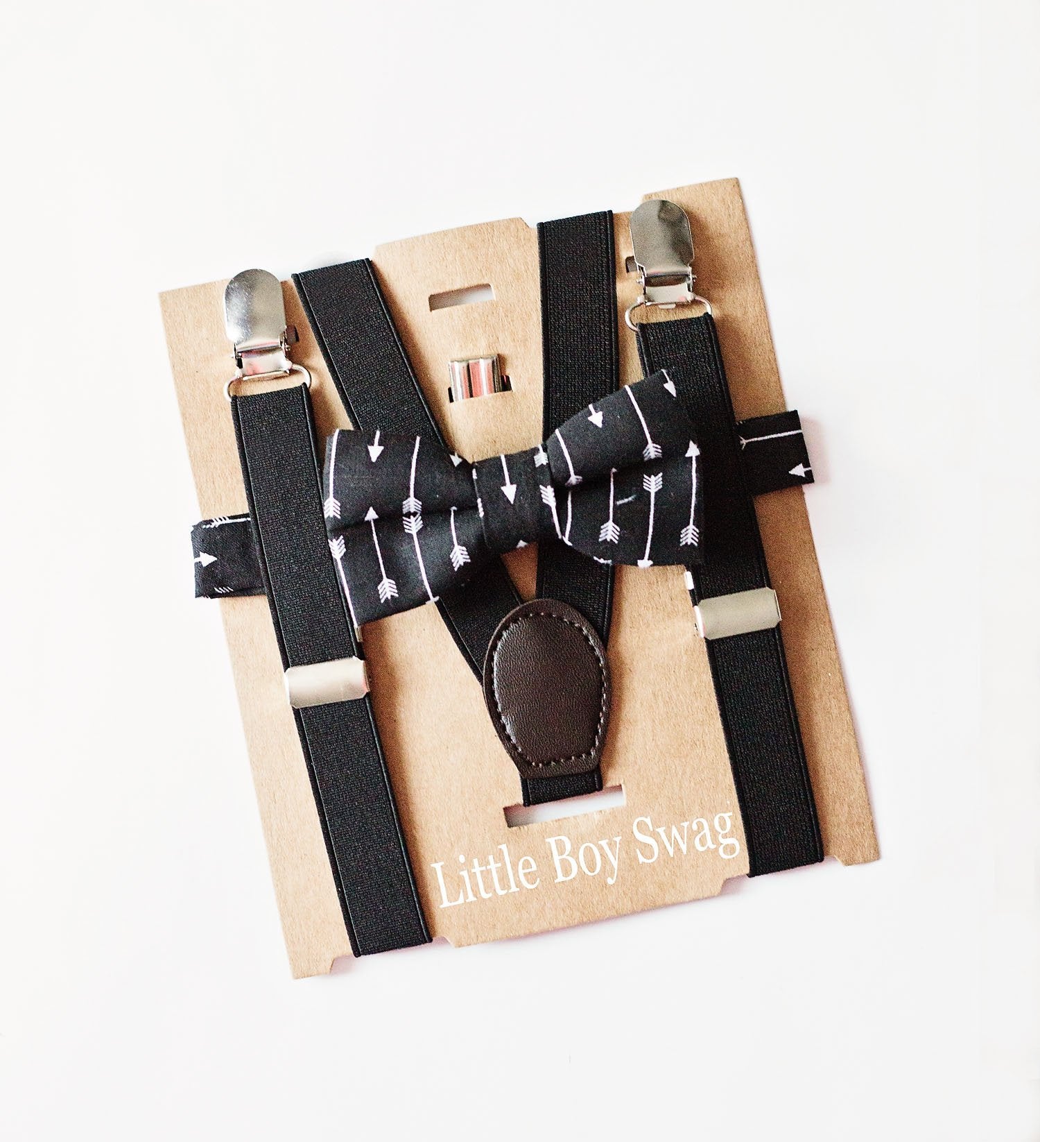 Black Arrow Bow Tie Suspenders - Boys To Men Sizes