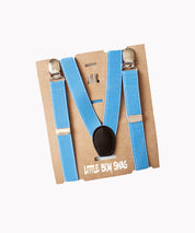Champagne Bow Tie Blue Suspenders Set - Newborn To Adult Sizes