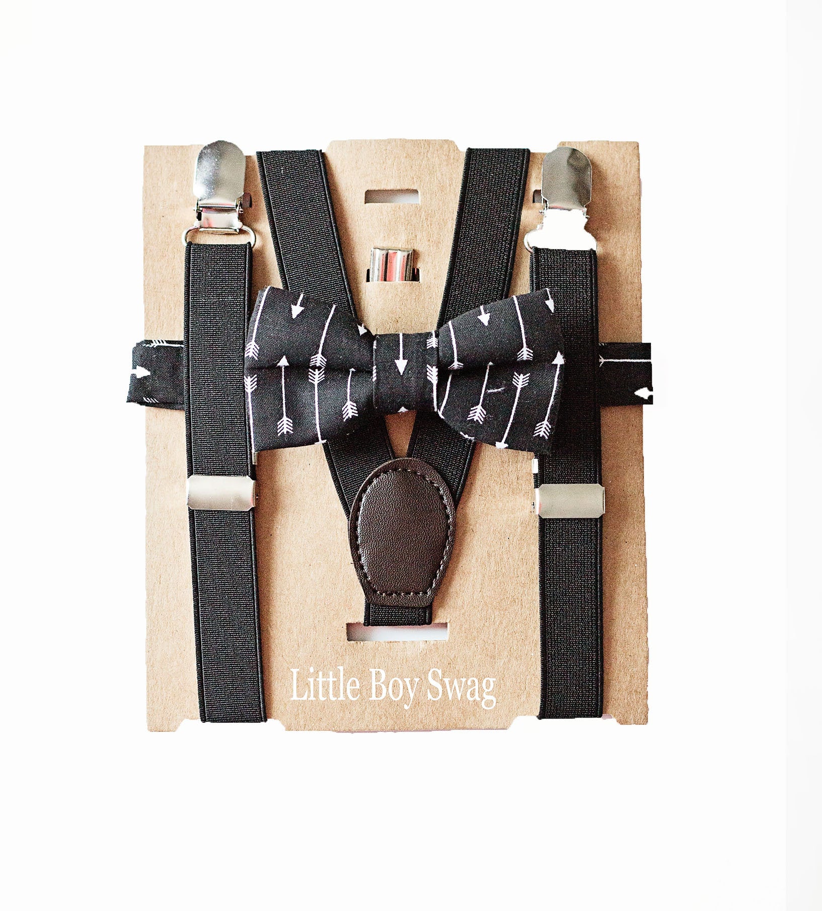 Black Arrow Bow Tie Suspenders - Boys To Men Sizes