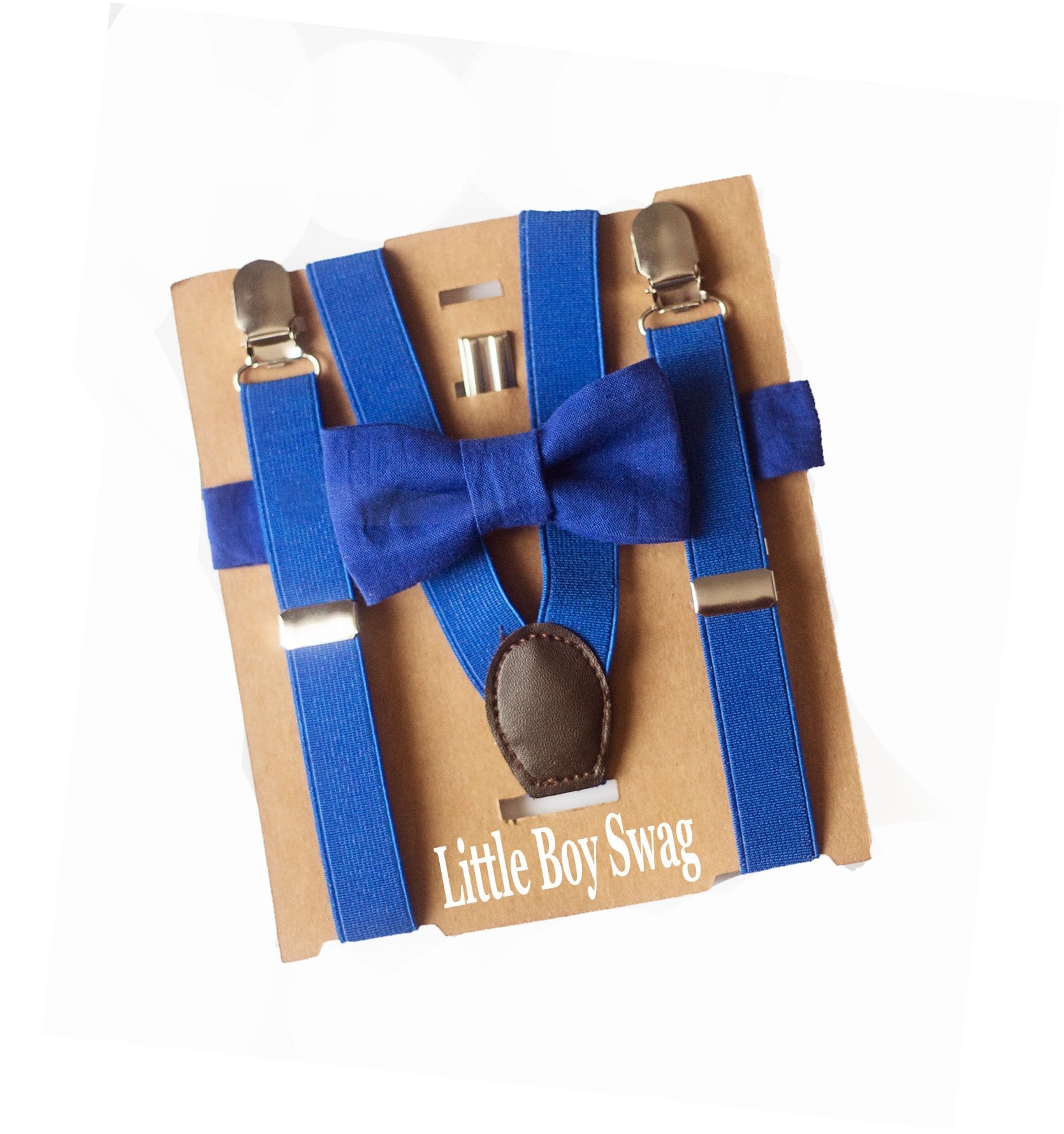 Blue Bow Tie Suspenders - Newborn To Adult Sizes