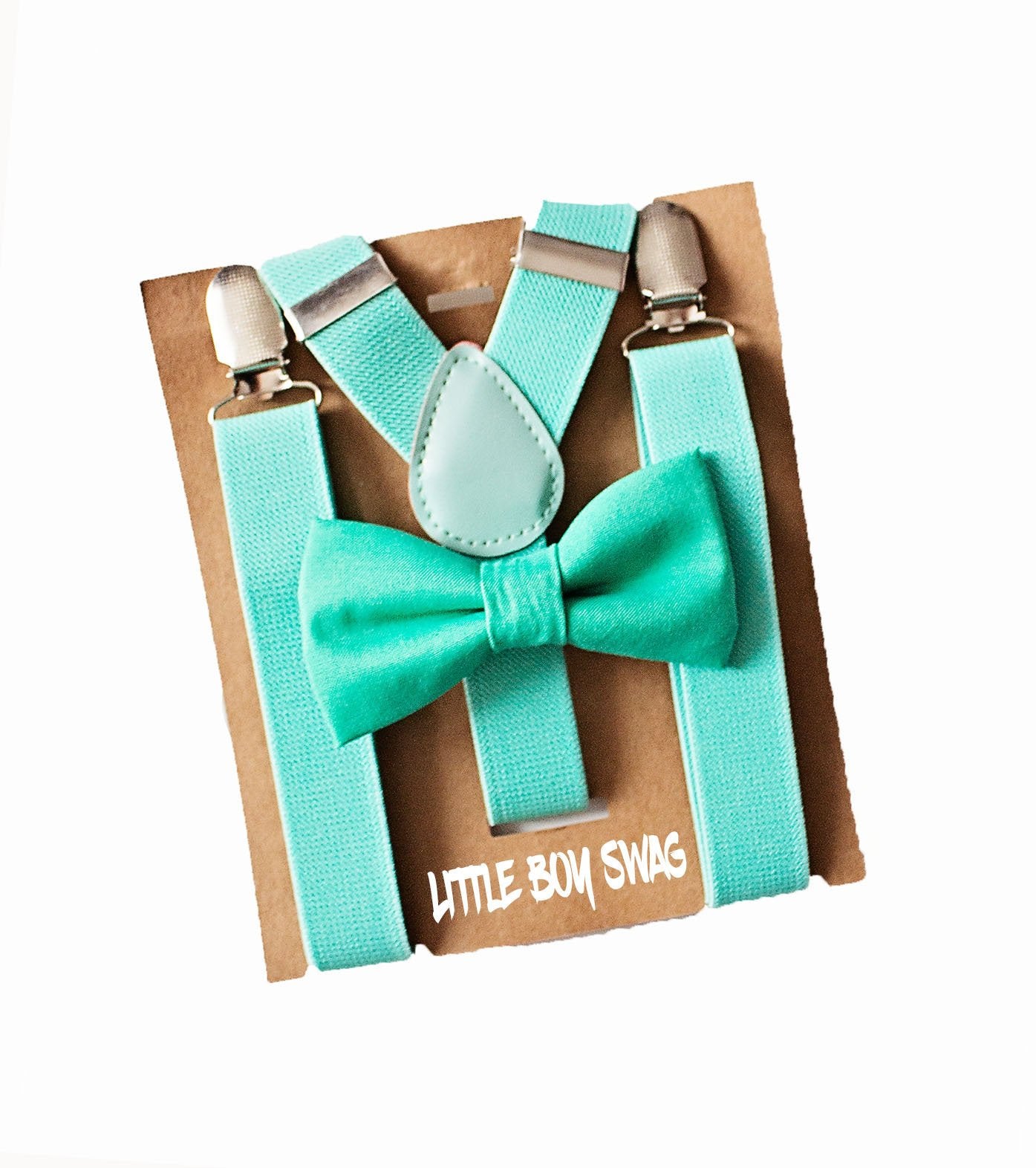 Turquoise Bow Tie Suspenders Set - Newborn To Adult Sizes