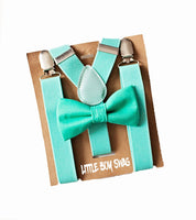 Turquoise Bow Tie Suspenders Set - Newborn To Adult Sizes