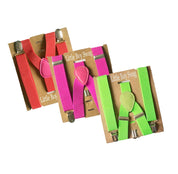 Neon Coral And Hot Pink Suspenders - Newborn To Adult Sizes