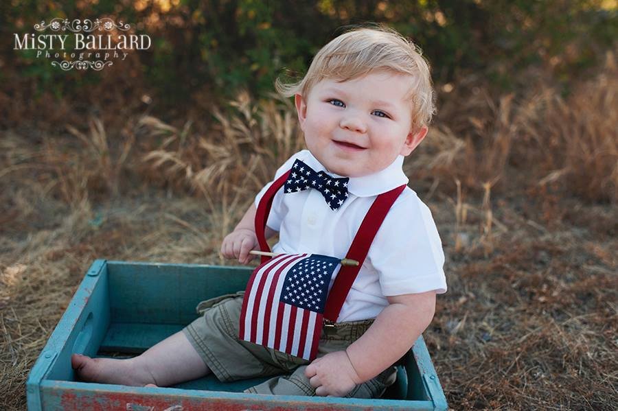 Blue White Star Bow Tie Red Suspender - Boys To Men Sizes