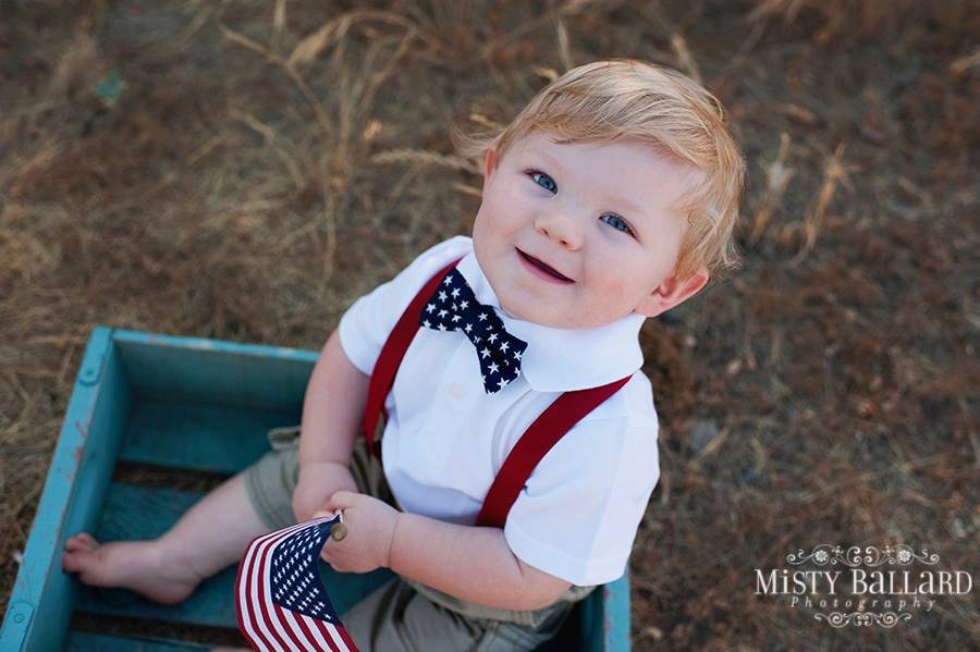 Blue White Star Bow Tie Red Suspender - Boys To Men Sizes