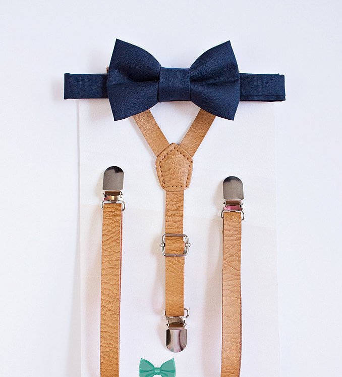 Boys Personalized Leather Suspenders - Embossed With Name