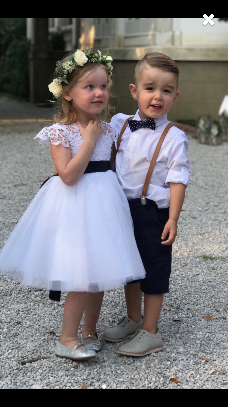 Boys Navy Bow Tie Beige Leather Suspenders - Boys To Adult Sizes