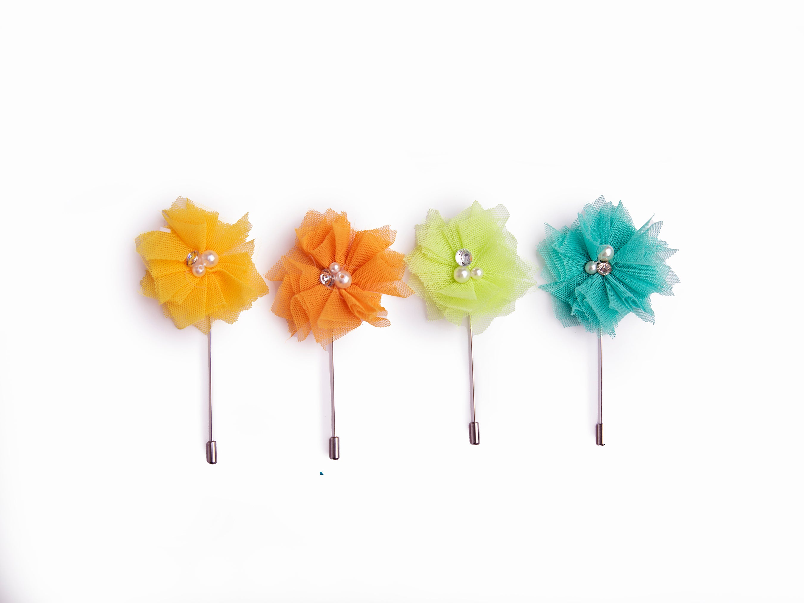 Yellow Orange Lime Green Aqua Lapel Boutonnieres